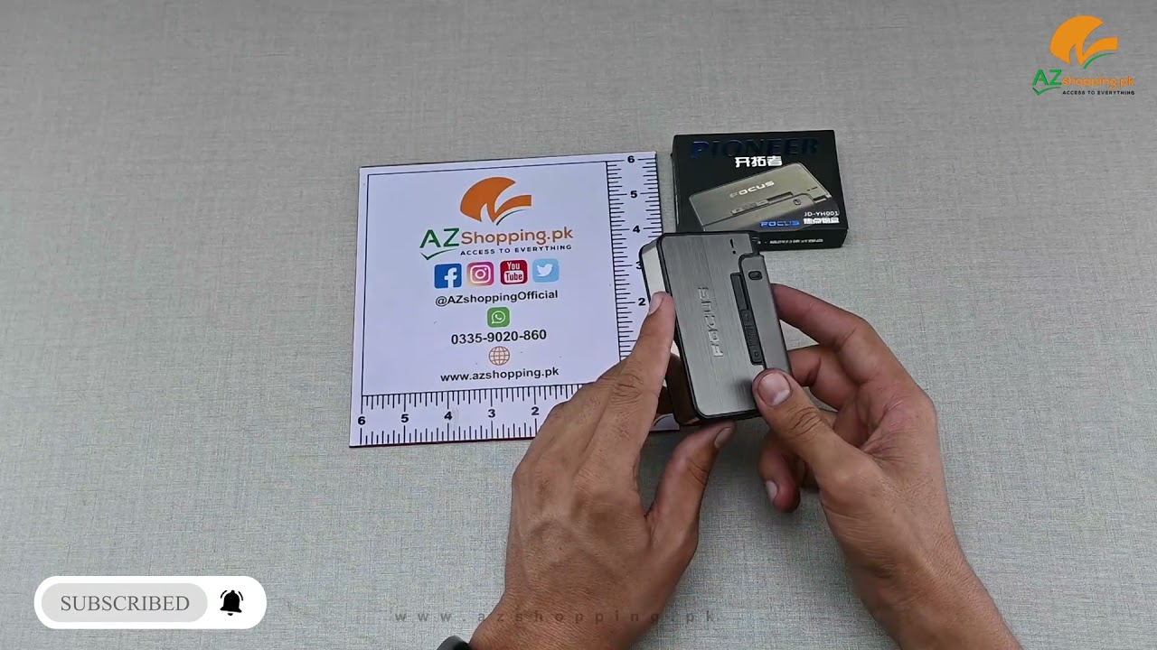 Pioneer Focus Automatic Metal Lighter Cigarette Case Holder – Model No:  JJD-YH001