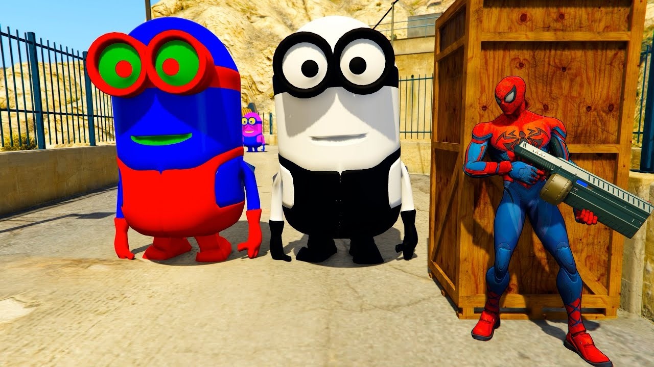 GTA V Funny Ragdoll Moments – Spiderman vs Blue Minion Epic Episode.#