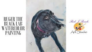 Ruger The Black Lab / Pit-Bull Watercolor Painting (Real Time Full Tutorial)