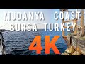WALKING TOUR IN MUDANYA COAST IN BURSA . TURKEY [4K] ULTRA HD