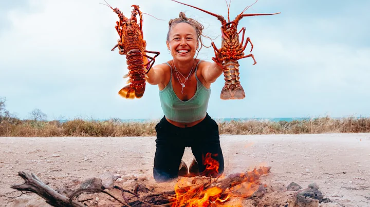 GIANT LOBSTERS and OYSTERS CATCHING food along the...