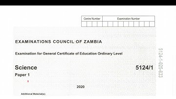 Science Paper 1 2020 GCE || Ecz Science Past papers for grade 12