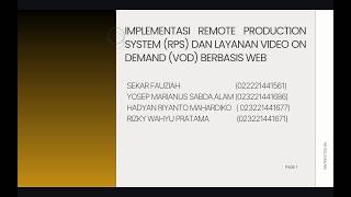 klmpk 3 | Implementasi remote production system (RFS) DAN Layana video on demand (VOD) Berbasis WEB