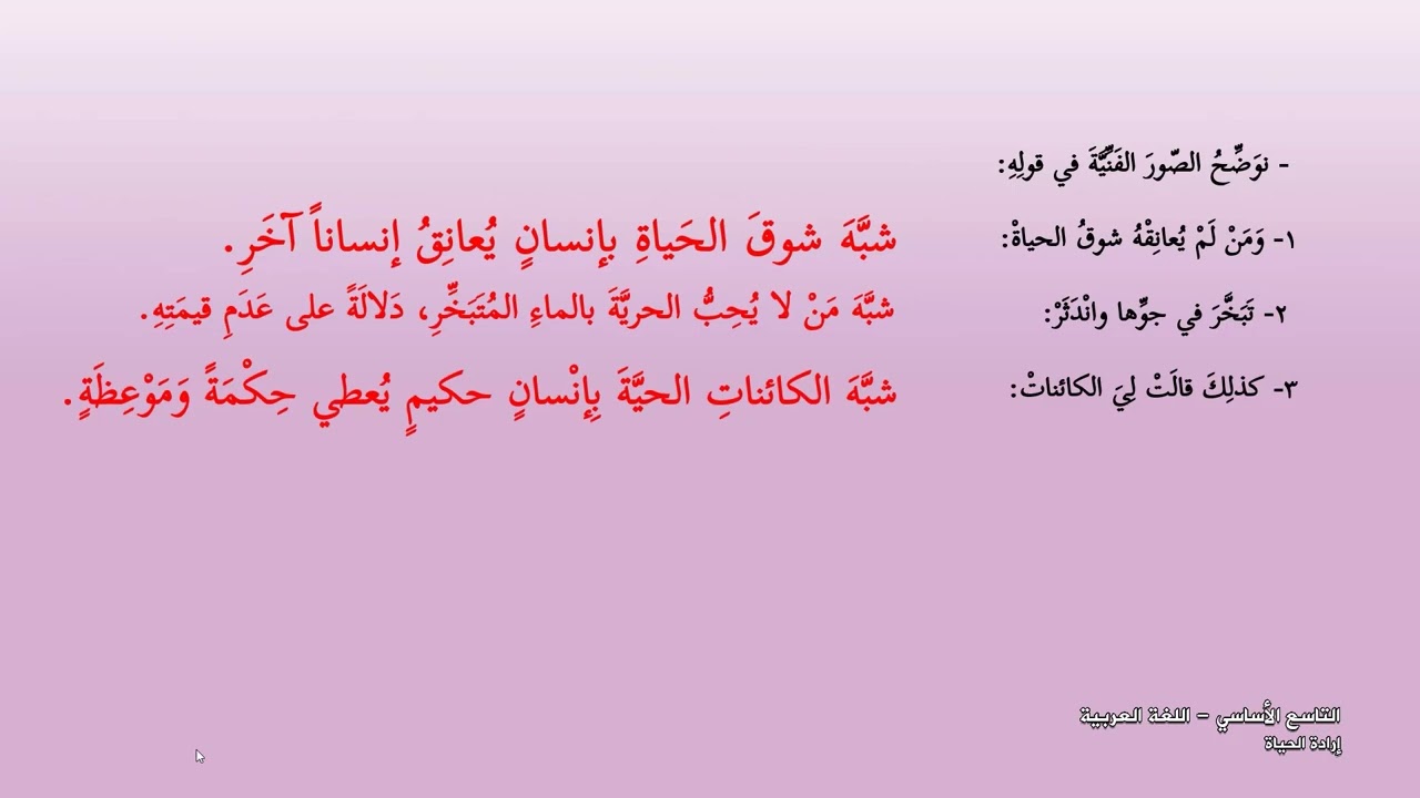 -2022-درس11 | إرادة الحياة | الصف9 | الفصل2 | اللغة العربية