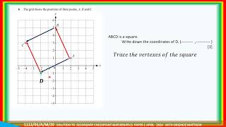 Solution to Cambridge Lower Secondary 1 Checkpoint  Mathematics 1112 Paper 1 April 2020