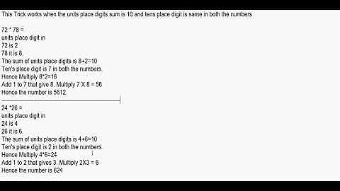 Multiplication of Two Numbers (Units Place digits sum is 10, Tens Place digits are same. Procedure