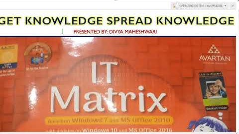 COMPUTER IT MATRIX PART-1 CLASS-3 CH-4 OPERATING SYSTEM
