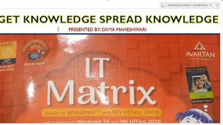 COMPUTER IT MATRIX PART-1 CLASS-3 CH-4 OPERATING SYSTEM Net Worth
