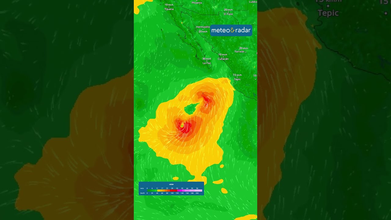 Fenomen rar: doi cicloni se unesc în Pacific - cum se vede pe harta radar #shorts
