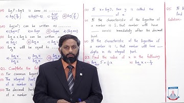 Class 9 - Mathematics - Chapter 3 - Lecture 6 Logarithms - Allied Schools