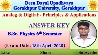 Answer key 2026|| PHY305|| Analog & Digital- Principles & Applications|| BSc 6th sem|| #answerkey