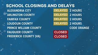 School closures and delays due to Thursday's rain and ice