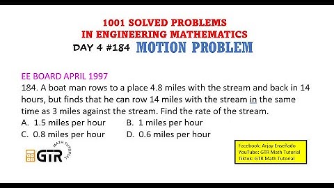 1001 SOLVED PROBLEMS IN ENGINEERING MATHEMATICS | Day 4 #184 Motion Problem