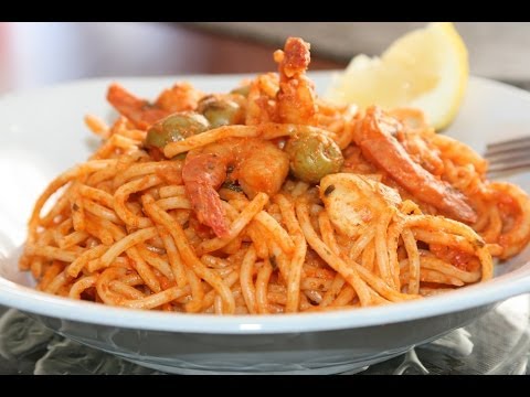 Spaghettis à la Sauce Rosée aux Crevettes - Spaghetti with Rosée Sauce - سباكتي