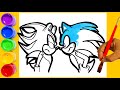 Coloring and Drawing SONIC and SHADOW The Hedgehog (2020) Pintar a SONIC con Temperas Play color