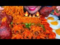 ASMR SPICY SEAFOOD NOODLES, OCTOPUS, RED SHRIMP, FRIED CHICKEN, EGG MUKBANG MASSIVE Eating Sounds