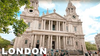 🇬🇧 LONDON CITY TOUR  - Walking around St Paul's Cathedral - London Street Walk 4K