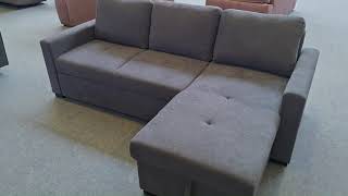 Sofá chaise longue cama pequeño, con arcón, color gris - Bonn
