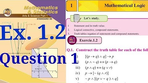 Exercise 1.2,HSC,12th Maths1,question 1,Mathematical Logic,state board,truth table, new syllabus