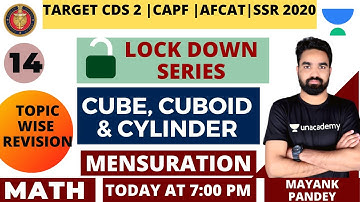 Cube, Cuboid and Cylinder | Mensuration | Lock Down Series | Target CDS | AFCAT | CAPF | NDA 2020