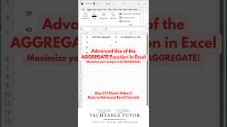 AGGREGATE in MS Excel 🚀 | Advanced Data Analysis Made Easy! day27, video 2 #exceltips #ytshort