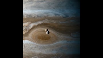Europa & Io moons orbiting Jupiter, captured by the Cassini space probe