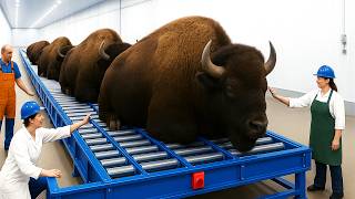 Bison Farming Like You’ve Never Seen 💥 How America Turns Bison into Tons of Meat
