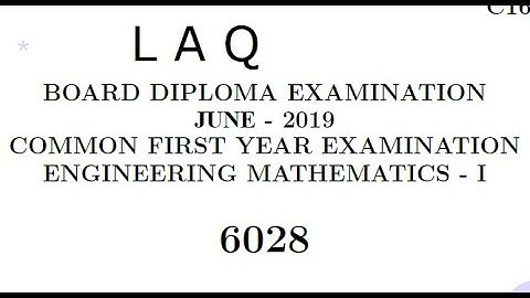 Diploma - Maths 1 - C16 -  June 2019 question Paper - Part 2 - Telegu