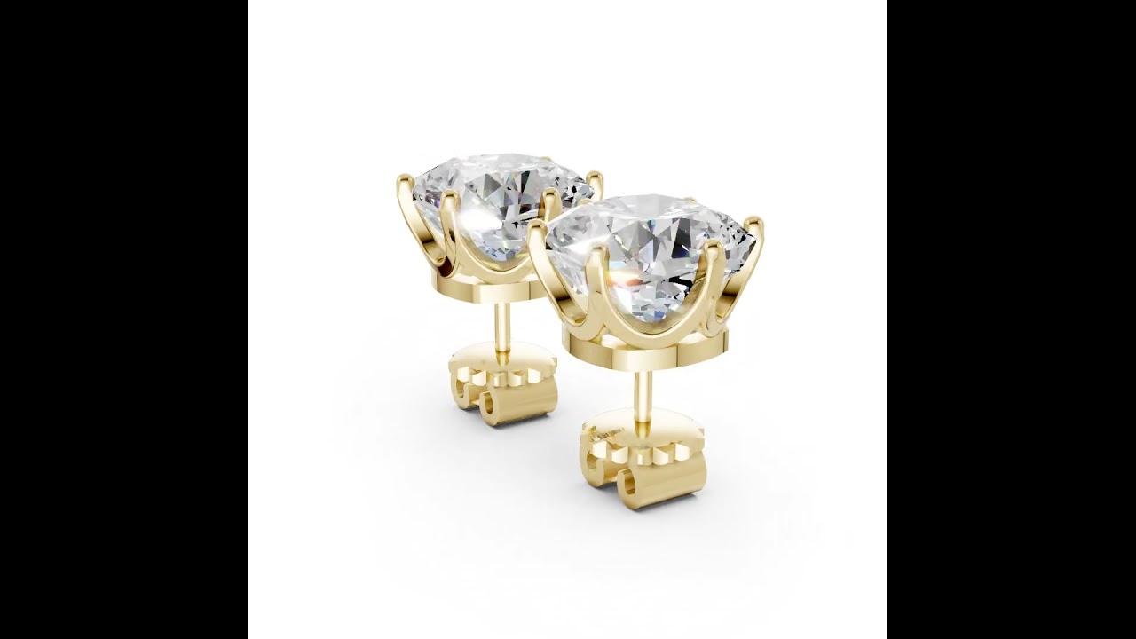 Cushion Cut Lab Diamond Six Prong Crown Stud Earrings