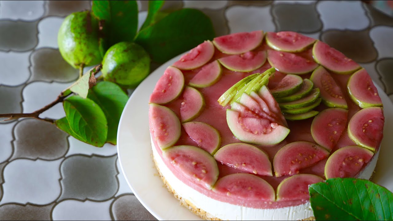 No bake guava cheese cake グァバレアチーズケーキの作り方　Egg less & without oven (ASMR)