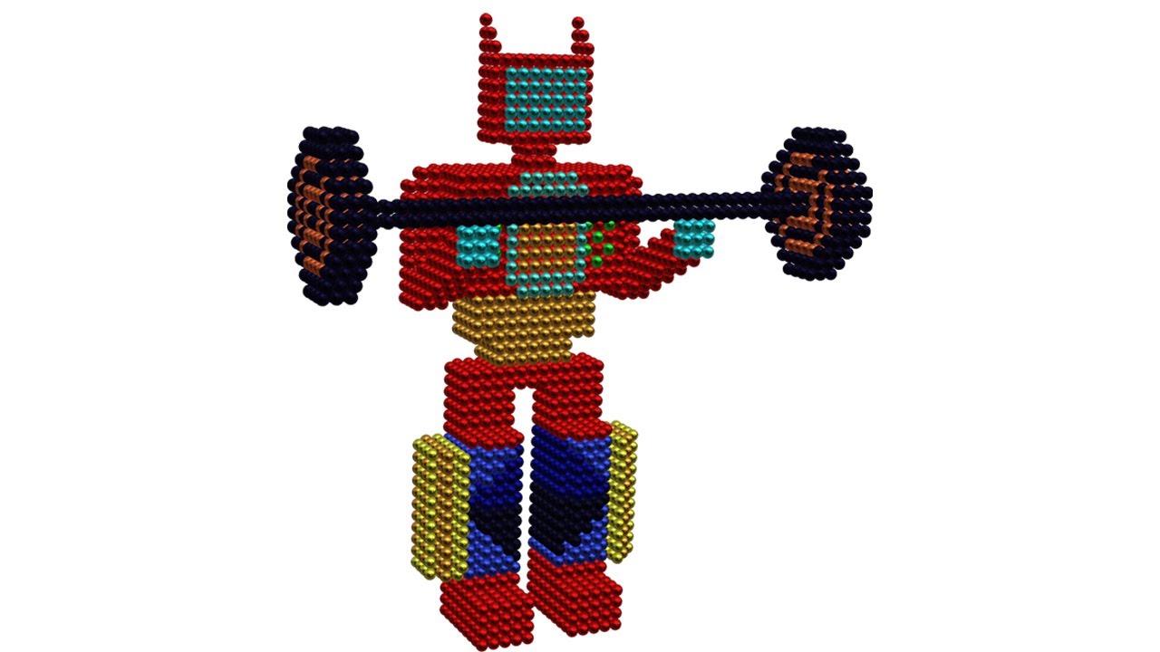 Weightlifting Robots Coloring Using Magnetic Balls - ASMR Magnet World 3D  Satisfaction