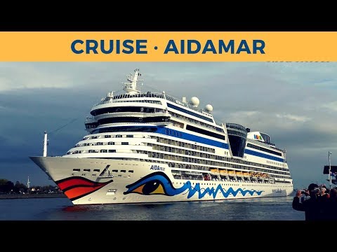 Departure of cruise ship AIDAMAR in Rostock-Warnemünde (Aida Cruises)