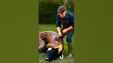 Will the old man manage to save the cow from the snake?🐄🐍❓생사의 순간! 노인이 뱀과 맞선다? #rescue #cow #snake