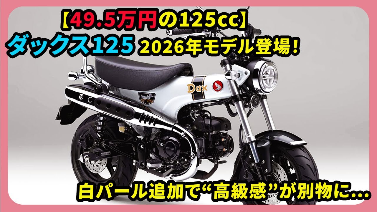 【49.5万円の125cc】ダックス125 2026年モデル登場！白パール追加で“高級感”が別物に…| #ホンダ #ダックス125 #dax125