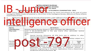 IB New vacancy2023/IB JIO Recruit ment 2023/IB recruitment 2023/IB-junior intelligence officer  2023
