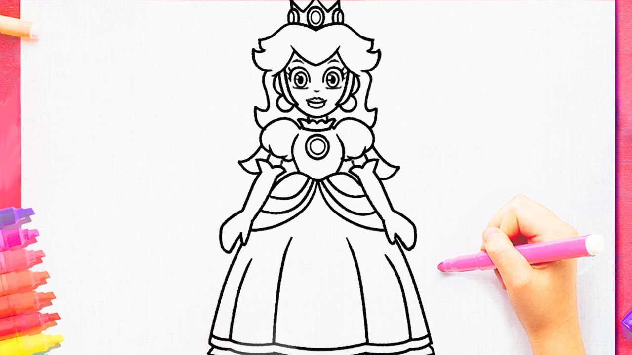 Super Mario Bros - Mario Princesa Peach e Bowser para colorir - How to draw  Mario Movie 