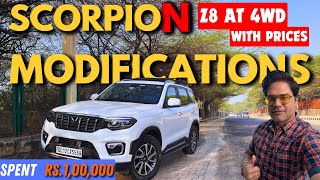 ScorpioN Z8 AT 4x4 Modifications with Prices | Modified Scorpio-N Z8 #mahindra #scorpion #travel