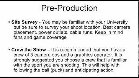 WCC Video Tutorial: Pre-Production