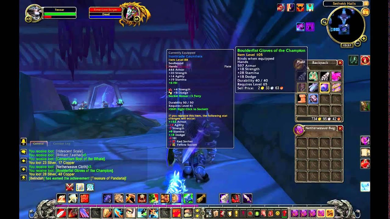 World of Warcraft - Sethekk Halls - Solo - Prot Warrior - 67 to 68