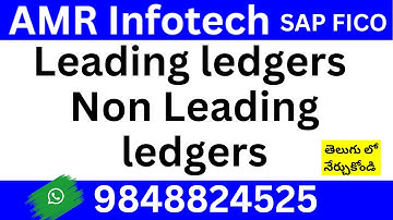 Leading ledgers  & Non Leading ledgers in SAP FICO - SAP FICO Training in Telugu