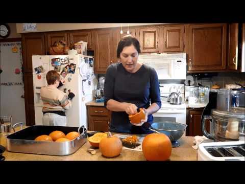 Processing and freezing pie pumpkins