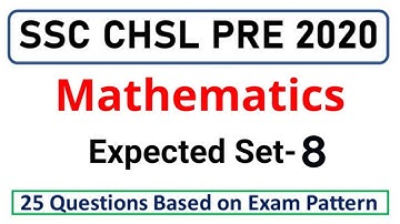 SSC CHSL 2020 Expected Maths Set-8 | CHSL Maths by Rohit Tripathi