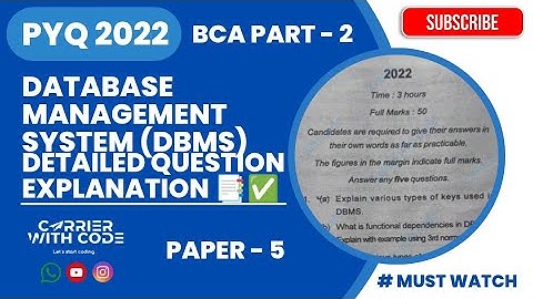 DBMS PYQ 2022 DETAILED QUESTION EXPLANATION 📑✅ (Important Video For University Exam 📌)