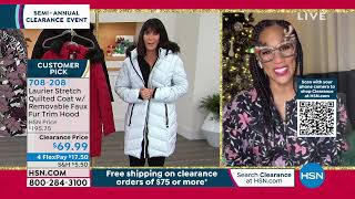 Laurier Stretch Quilted Coat with Removable Faux Fur Tri... Laurier Stretch Quilted Coat with Removable Faux Fur Tri...