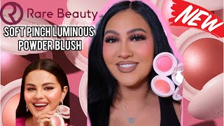 NEW! RARE BEAUTY SOFT PINCH LUMINOUS POWDER BLUSHES | ALL SHADES SWATCHED | OILY TEXTURE SKIN