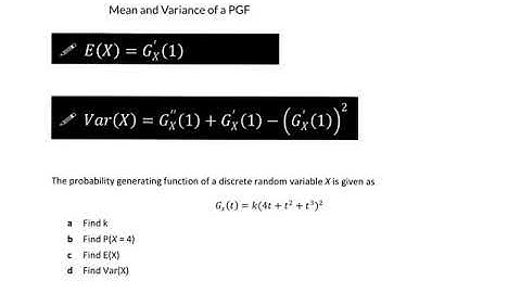 Mean and Variance of a Probability Generation Function