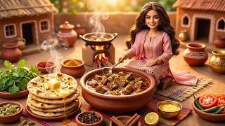 Miniature Doll Meher's Village Feast! Tiny Mutton Curry & Butter Naan on a Clay Stove 🍖🔥 ASMR Coo... screenshot 4