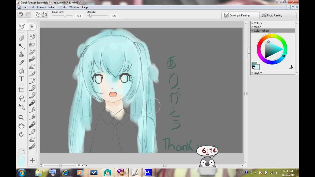 Speed Painting Hatsune Miku Corel Painter Essentials 4 Youtube