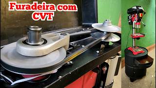 furadeira de bancada com CONVERSOR de TORQUE CVT  + bancada caseira