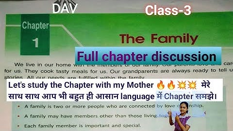 Class 3/ SST Chapter 1/ The Family /DAV School/ Chapter Discussion 2023/ #learnwithlearner #dav